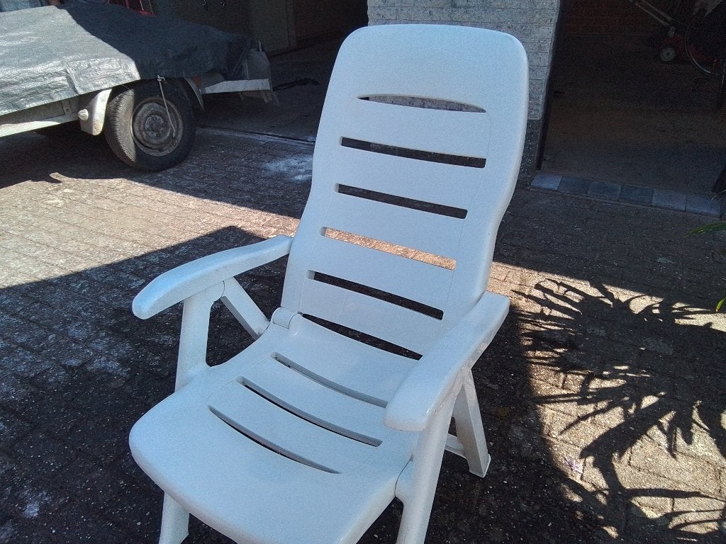 Tuinstoel met kussen, Jardin & Terrasse, Chaises de jardin, Enlèvement, Utilisé, Synthétique, Pliant