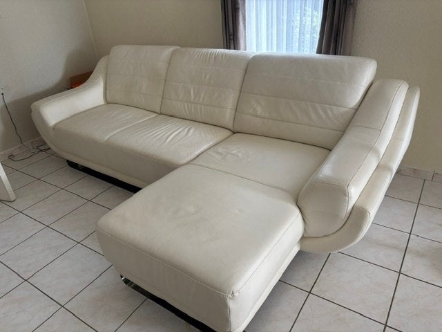 creme kleurige zitbank, Huis en Inrichting, Ophalen, Zo goed als nieuw, Driepersoons, 150 tot 200 cm