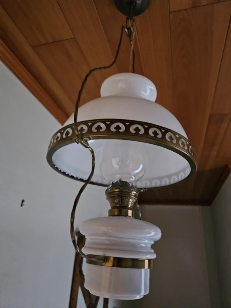 oude verlichtingslamp in opaline(?à, Antiquités & Art, Antiquités | Éclairage, Enlèvement