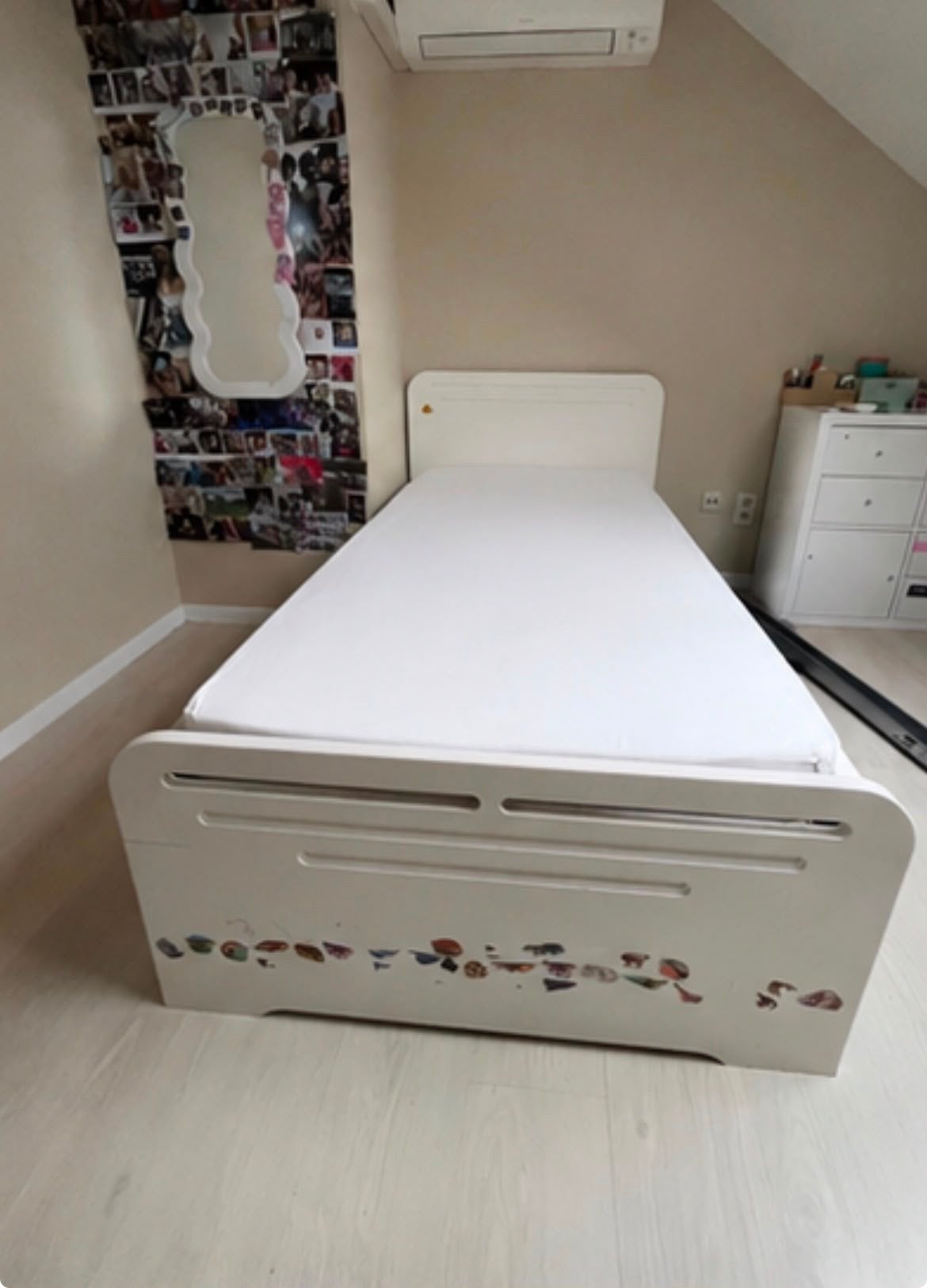 Wit bed 90x200 met 3 bedlades, Ophalen, Gebruikt, Eenpersoons