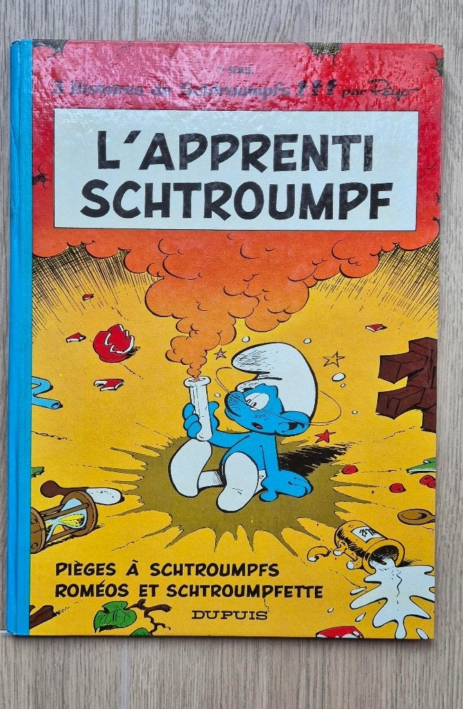Les Schtroumpfs - 7- l'apprenti Schtroumpf - 1973 dos rond, Une BD, Enlèvement ou Envoi, Utilisé
