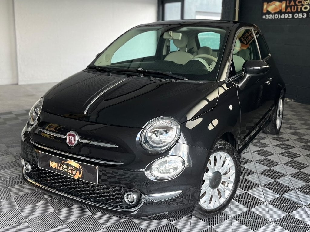 Fiat 500 1.2i Lounge 1e eigenaarsgarantie 12 maanden, Voorwielaandrijving, 4 cilinders, Leder en Stof, Zwart