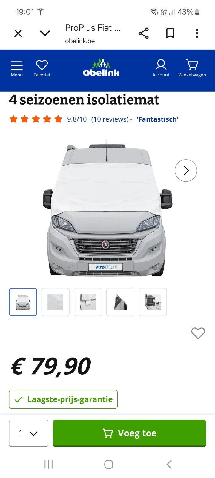 Isolatiemat,Raamafdekking Fiat Ducato vanaf 2014, Caravans en Kamperen, Ophalen