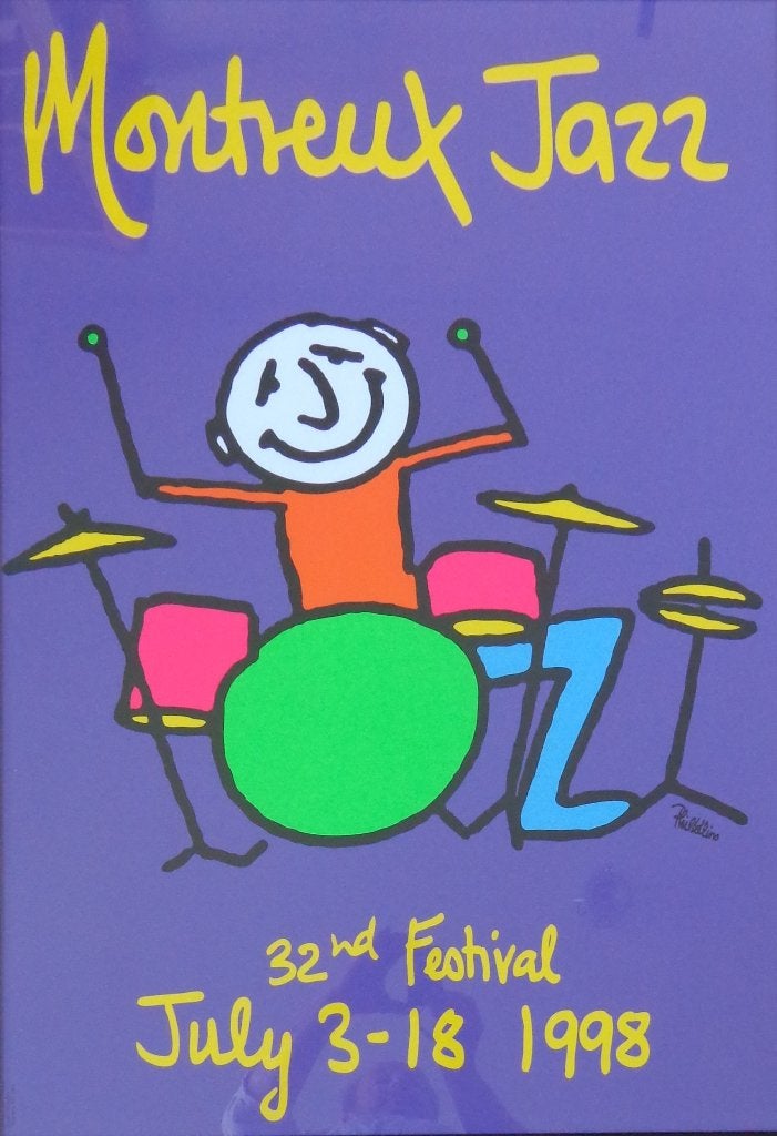 PHIL COLLINS / MONTREUX JAZZ / KLEURZEEFDRUK 101x71cm KADER, Antiek en Kunst, Kunst | Litho's en Zeefdrukken, Ophalen
