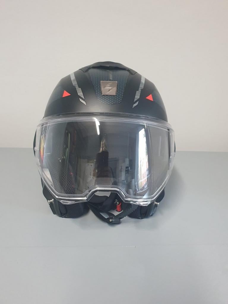 Casque Scorpion Exotech noir et rouge, Motos, Enlèvement, L