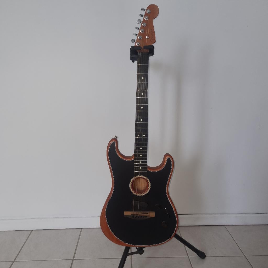 Fender American Acoustasonic Stratocaster Black, Ophalen, Zo goed als nieuw, Hollow body, Fender