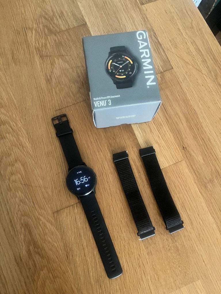 Garmin Venu 3 — 45mm zwart, Handtassen en Accessoires, Zwart, Garmin, Ophalen of Verzenden, Zo goed als nieuw