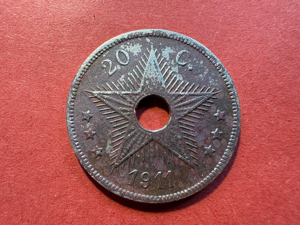 Belgisch Congo - 20 centiem 1911 (#260#), Postzegels en Munten, Munten | Afrika, Ophalen of Verzenden, Overige landen, Losse munt