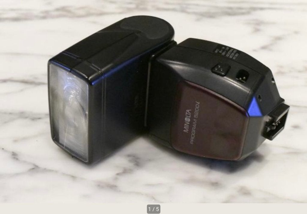 Minolta Program 5200i flash met etui, Minolta, Externe flitser, Minolta, Ophalen of Verzenden