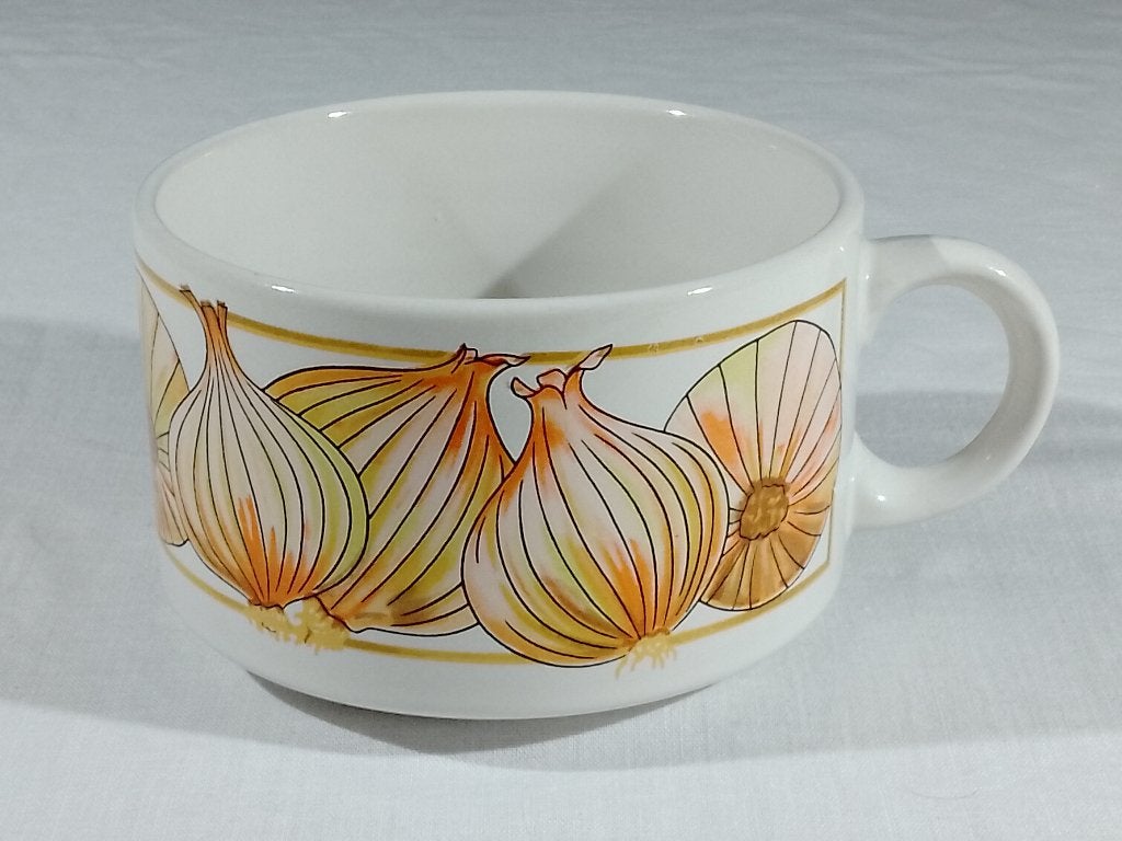 Vintage Soepkop Met Oor En Uienmotief – Keramiek Jaren 70/80, Huis en Inrichting, Gebruikt, Keramiek, Vintage, Ophalen of Verzenden
