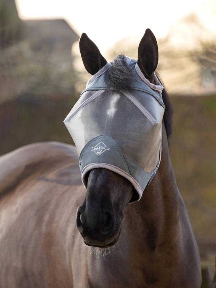 LeMieux ArmourShield Pro Vliegenmasker standard Grijs M+L+XL, Dieren en Toebehoren, Vliegendeken, Nieuw, Ophalen of Verzenden