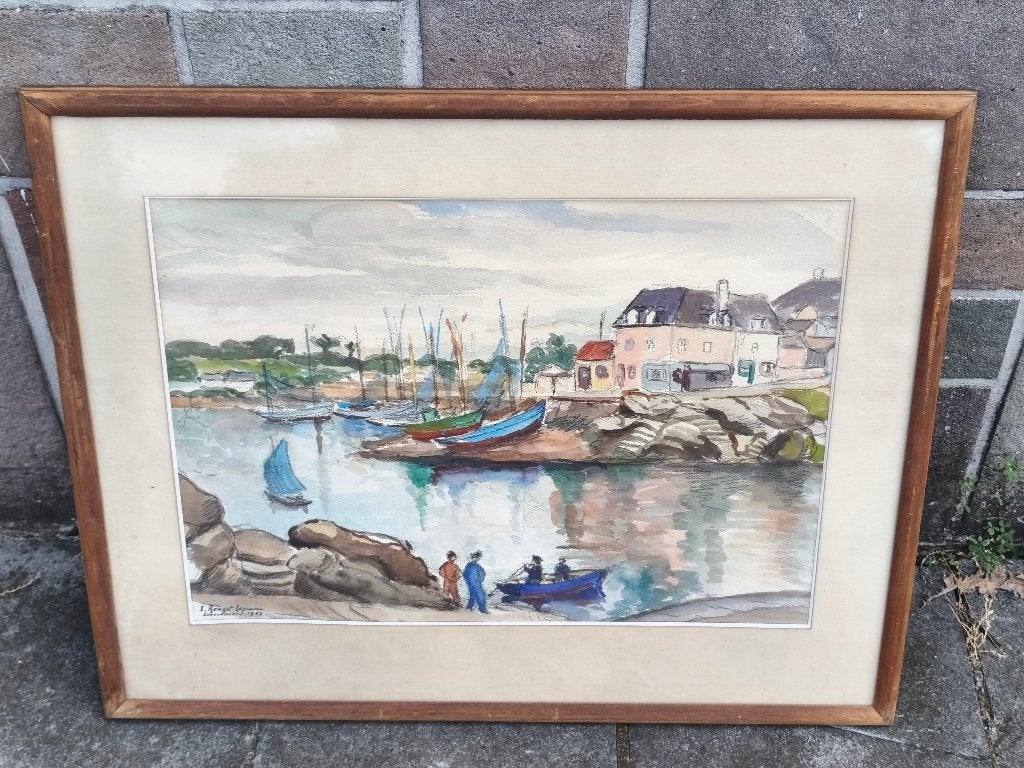 Aquarelle signe ida rouzet lejeune, Antiquités & Art, Enlèvement ou Envoi, Aquarelle