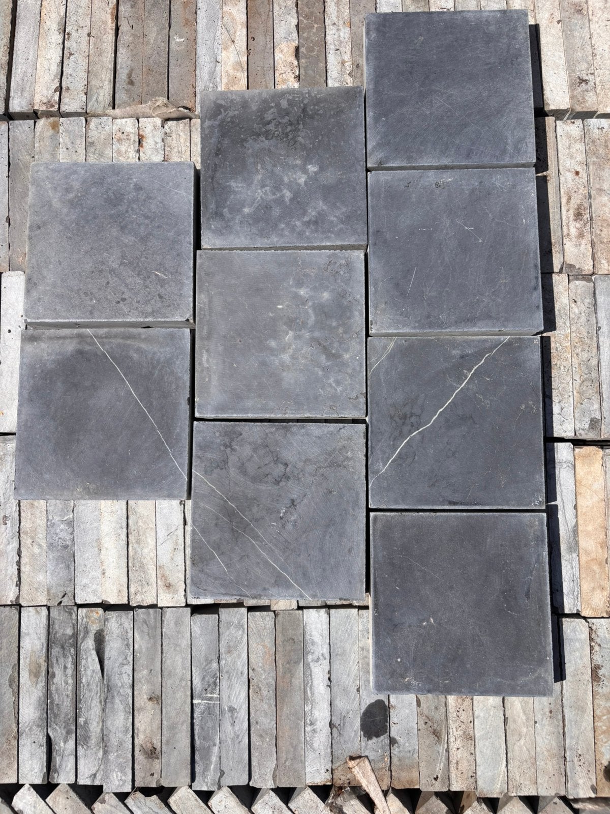 Blauwe hardsteen tegels 15x15, Enlèvement, Comme neuf