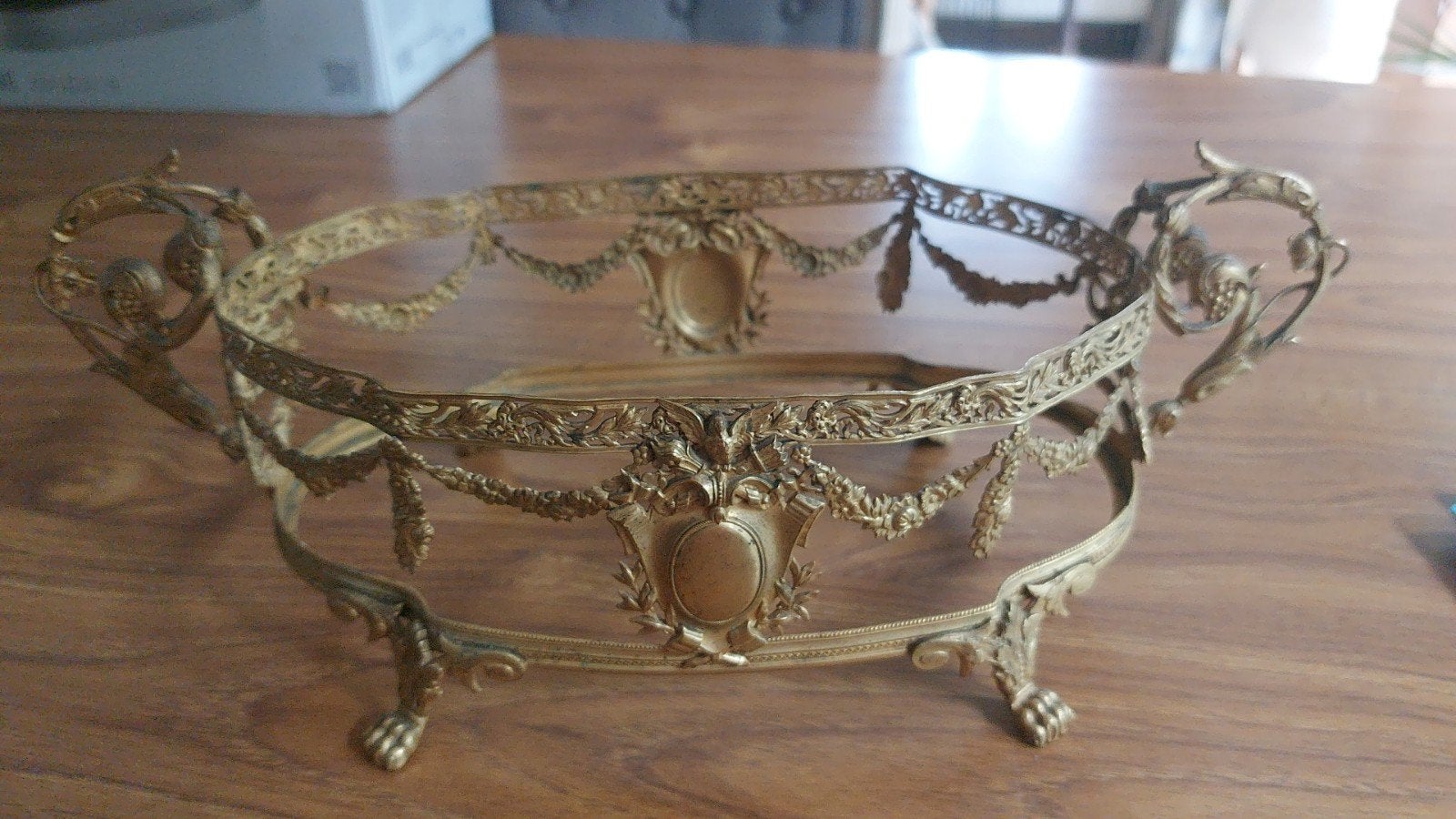 ancienne  monture jardinière  centre de table, Antiquités & Art, Enlèvement ou Envoi, Bronze