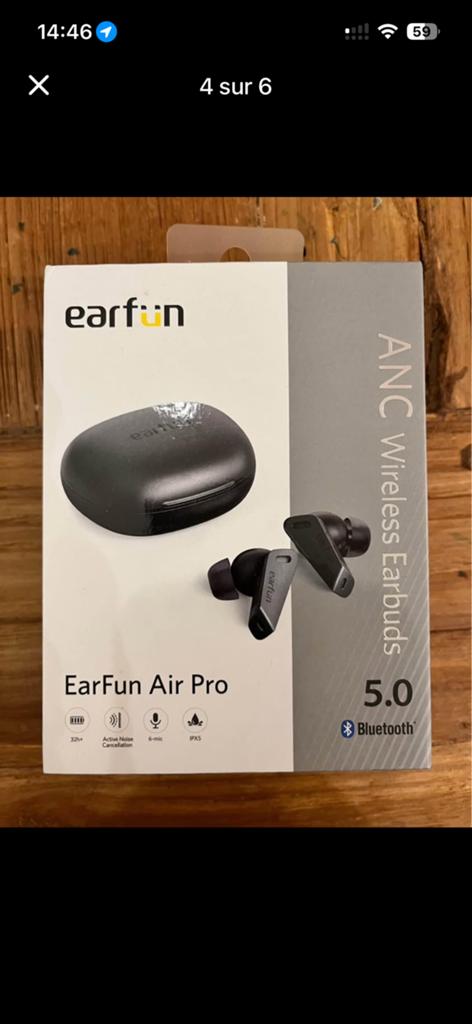 Écouteurs Bluetooth EarFun Air Pro — ANC, avec boîte, Enlèvement, Comme neuf, Bluetooth