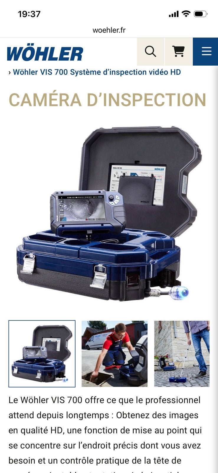 Camera inspections wohler vis 700 jamais utilisé, Enlèvement