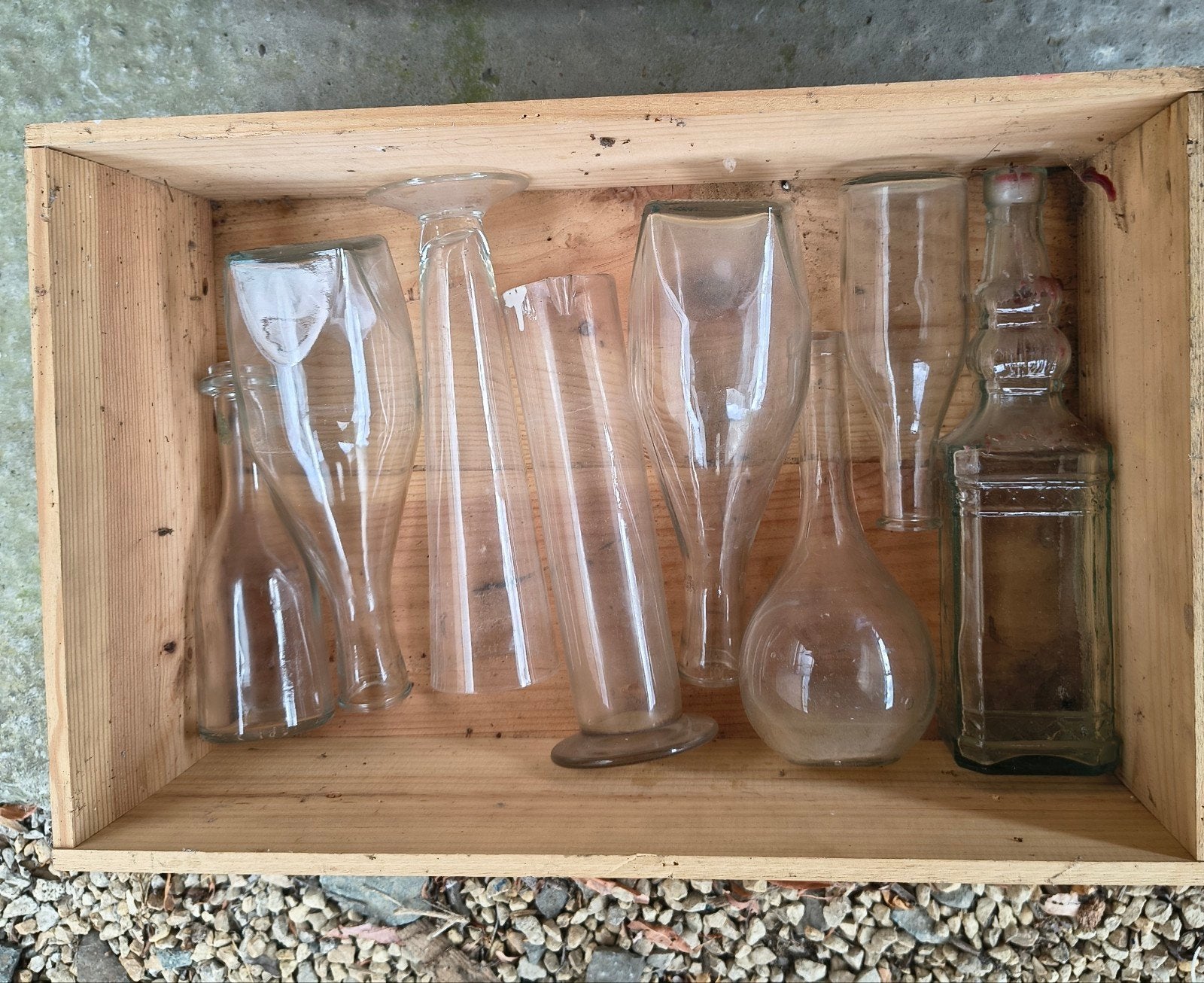 glazen flessen wit en blauw glas, Ophalen, Gebruikt, Overige vormen, Glas