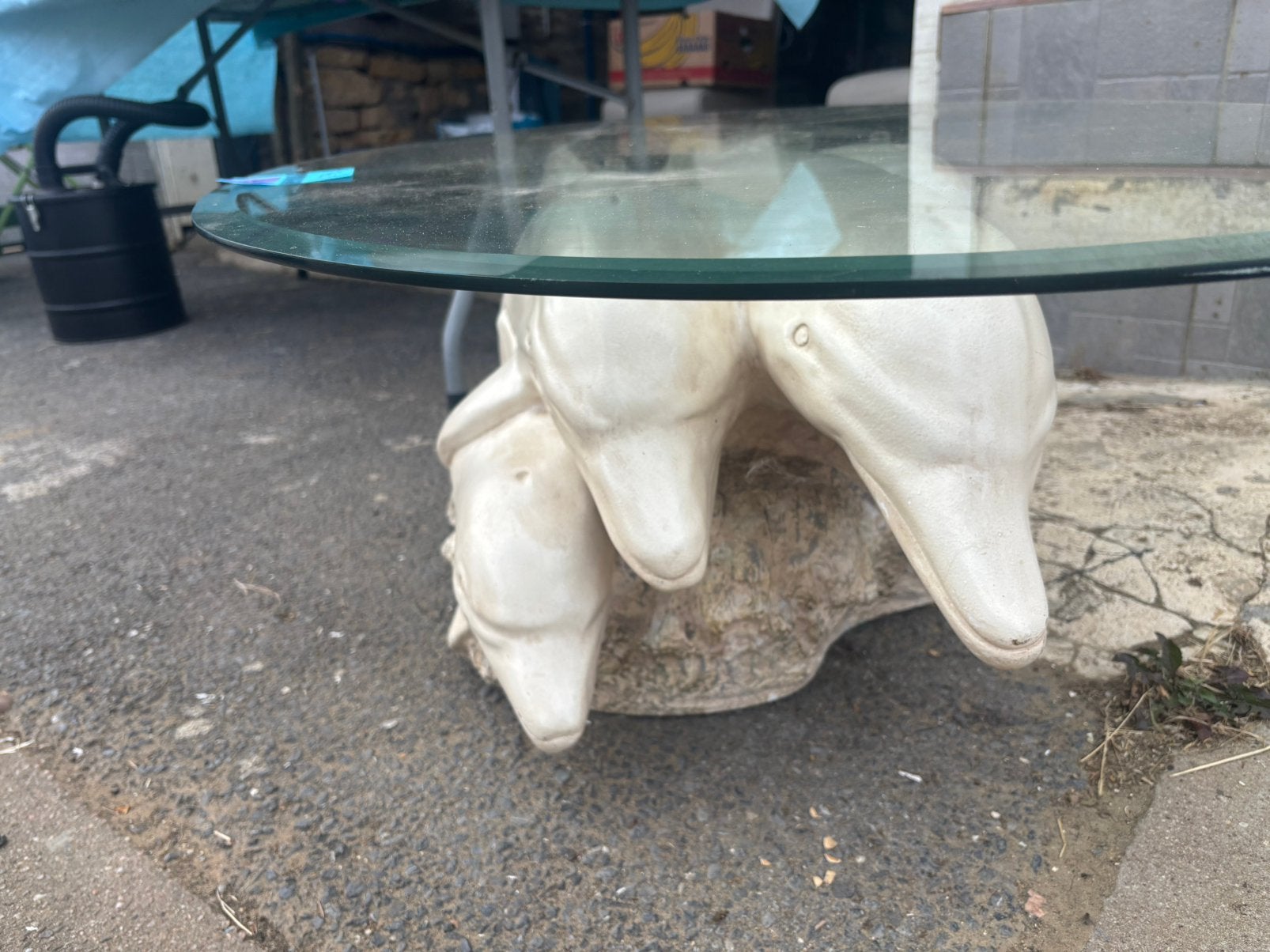 Table de salon en dauphin en vert, Ophalen, Zo goed als nieuw, Glas