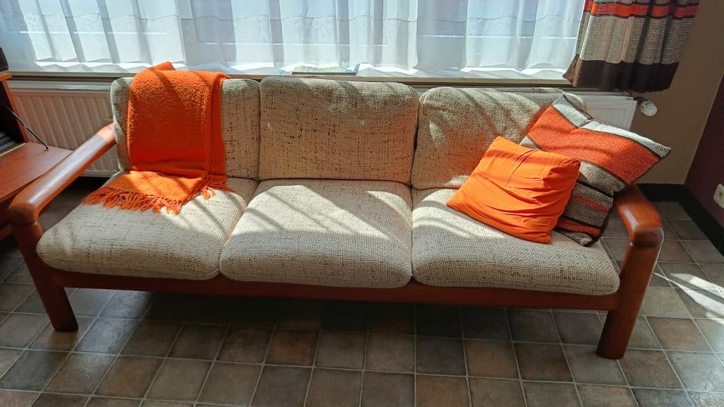 Vintage retro Deens Design bankstel 3 zit, Huis en Inrichting, Ophalen