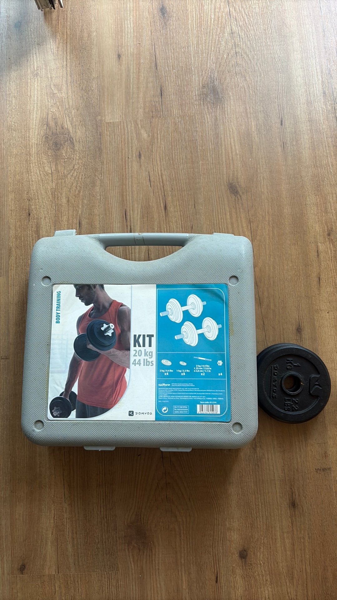 Domyos 20 kg halterset, Sports & Fitness, Équipement de fitness, Enlèvement, Comme neuf, Set d’haltères