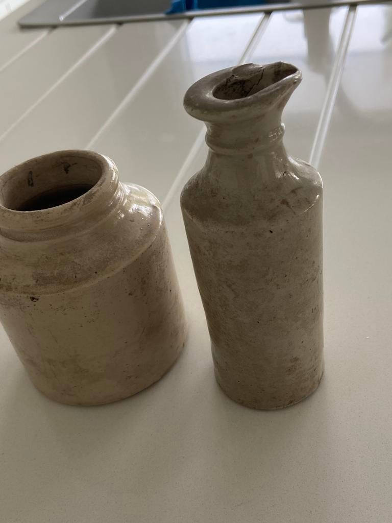 Antieke mosterd en azijn set., Antiek en Kunst, Ophalen