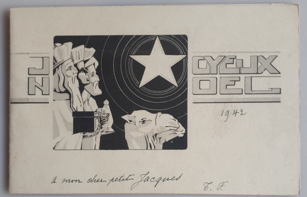 OUDE NIEUWJAARSKAART ART DECO 1942 Ref.E130, Ophalen of Verzenden, 1940 tot 1960, Gelopen