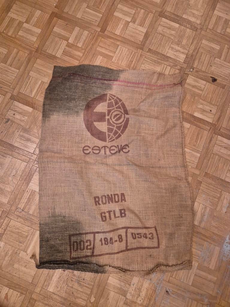 Vintage jute koffiezak ESTOVE RONDA – decoratief, Postzegels en Munten, Ophalen
