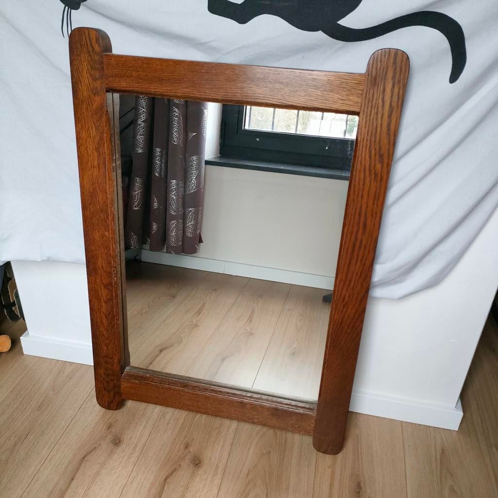 Grote spiegel met massief eiken omranding. 60cm breed, 85cm, Huis en Inrichting, Woonaccessoires | Spiegels, Ophalen