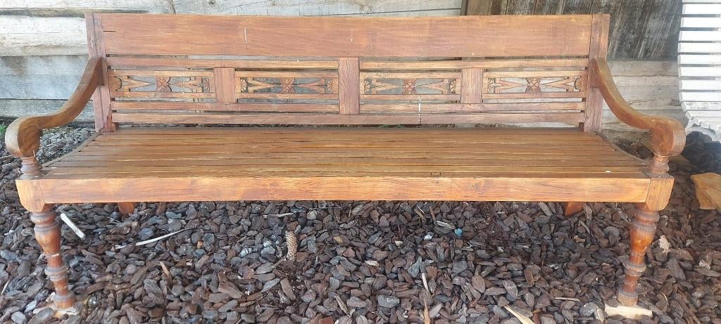 Indonesische 'eiken' tuinbank., Ophalen, Zo goed als nieuw, Hout