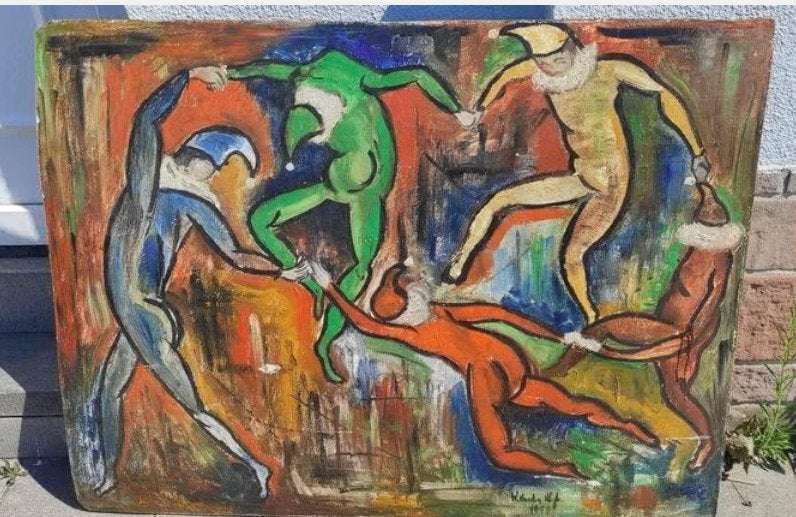 Huile sur panneau artlequin signe Willy vandenweghe, Antiek en Kunst, Kunst | Schilderijen | Klassiek, Ophalen, Paneel