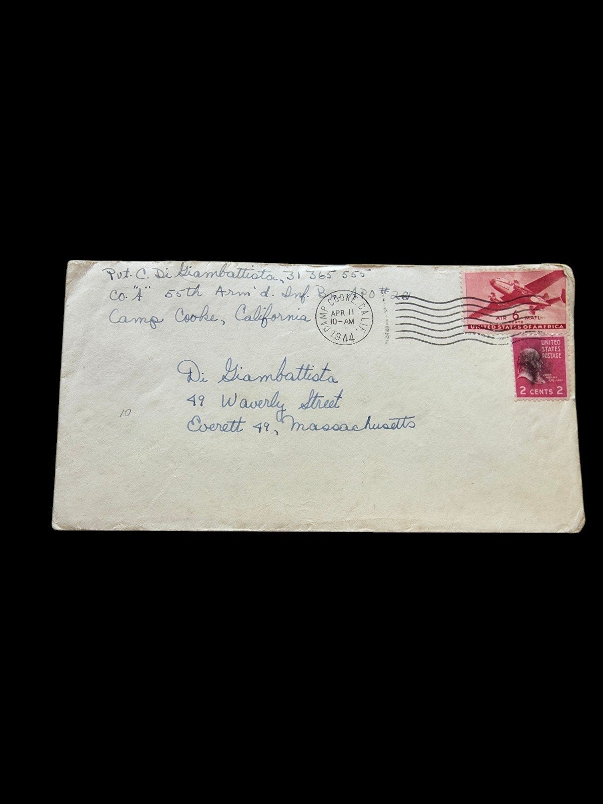 Lettre Militaire Américaine de la Seconde Guerre Mondiale (W, Collections, Enlèvement ou Envoi