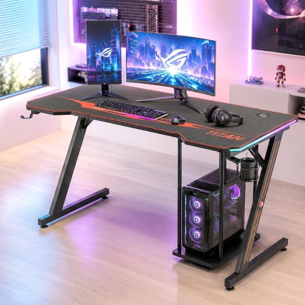 Bureau Gaming Titan 140x66x74cm, Métal, Démontable, Utilisé, 140 cm