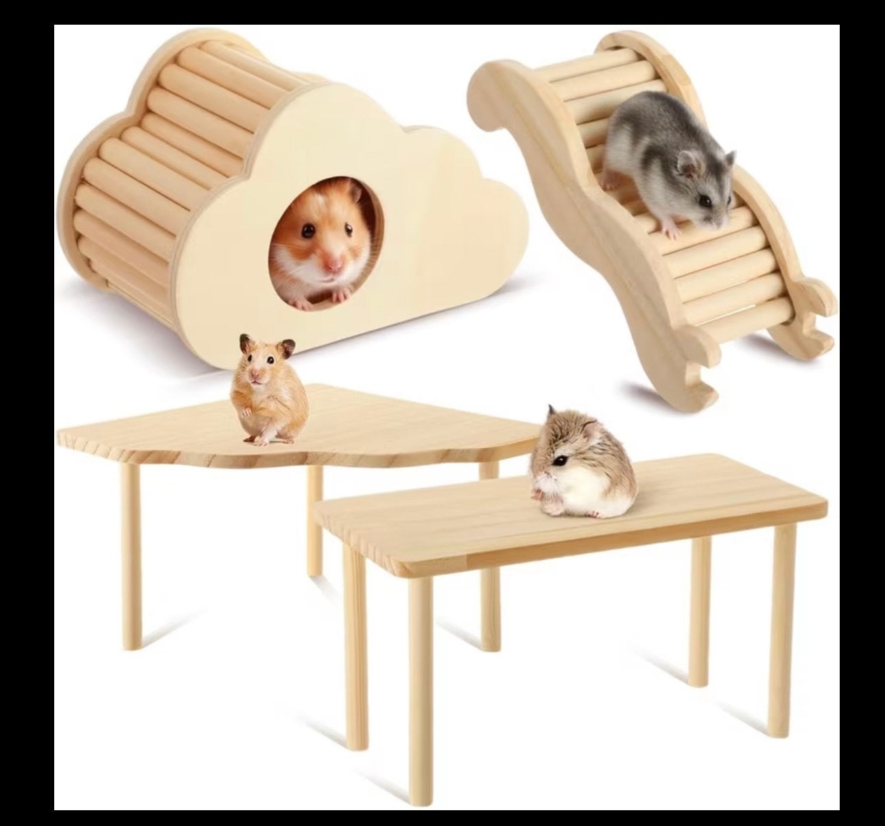 Houten hamsteraccessoires, Dieren en Toebehoren, Knaagdieren en Konijnen | Toebehoren, Ophalen of Verzenden, Zo goed als nieuw