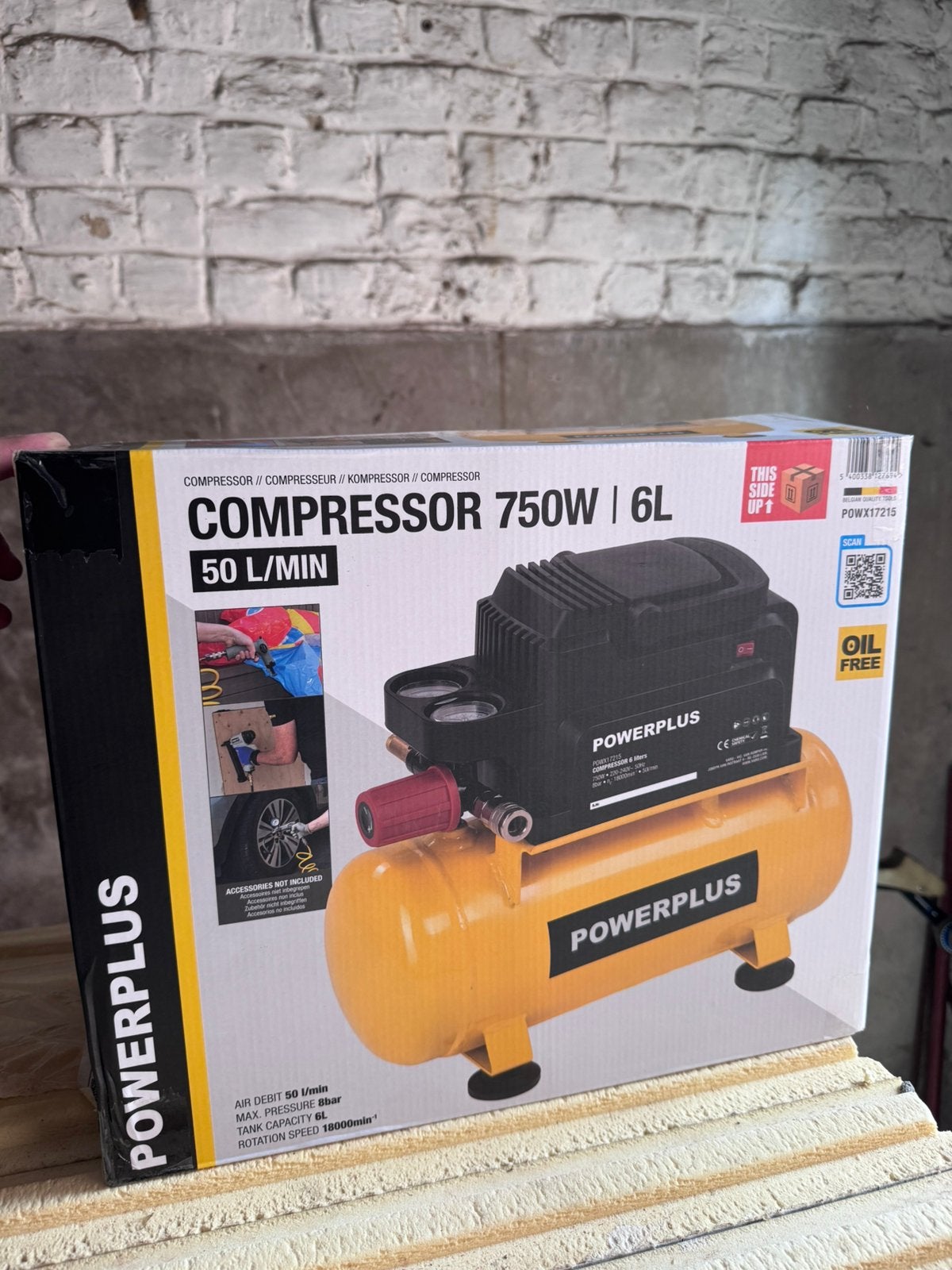 Compressor Powerplus 750W 6L, Enlèvement, Comme neuf