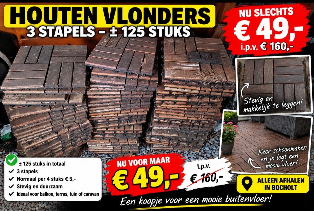 vlonders klik hout, Jardin & Terrasse, Enlèvement, Bois