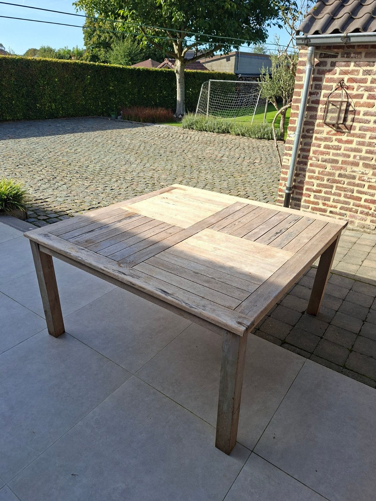 Mooie vierkante terrastafel, voor 8 pers. 150x150cm - 77,5cm, Enlèvement