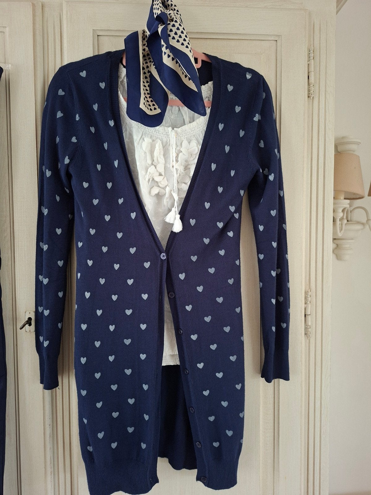Marineblauwe gilet met sjaal van Papillone, Maat 38/40 (M), Blauw, Ophalen of Verzenden, Zo goed als nieuw
