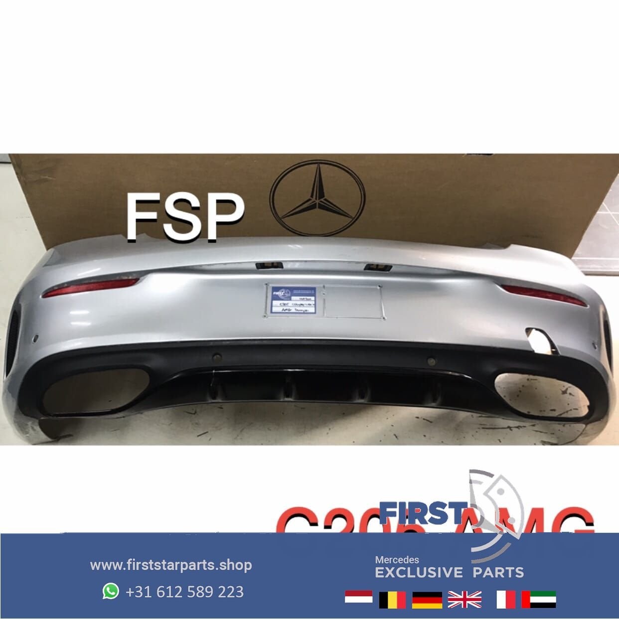 W205 C205 C43 AMG ACHTERBUMPER COMPLEET CABRIO COUPÉ Mercede, Gebruikt, -, Ophalen of Verzenden, Achter