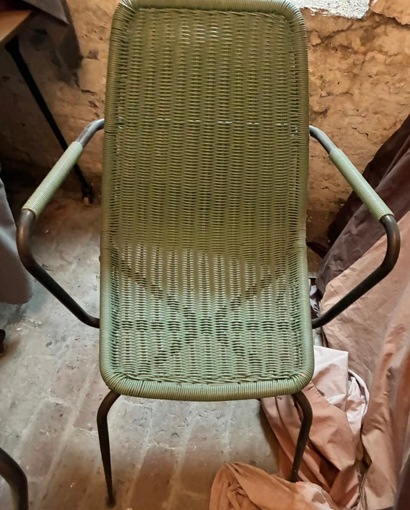 4 stuks 60’s 70’s outdoor webbing stoelen, Huis en Inrichting, Stoelen, Ophalen, Gebruikt, Overige kleuren, Vier