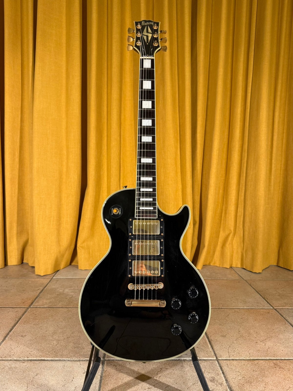 Burny RLC-65 3 pickups “Black beauty” 1989 Japan, Musique & Instruments, Enlèvement ou Envoi, Utilisé