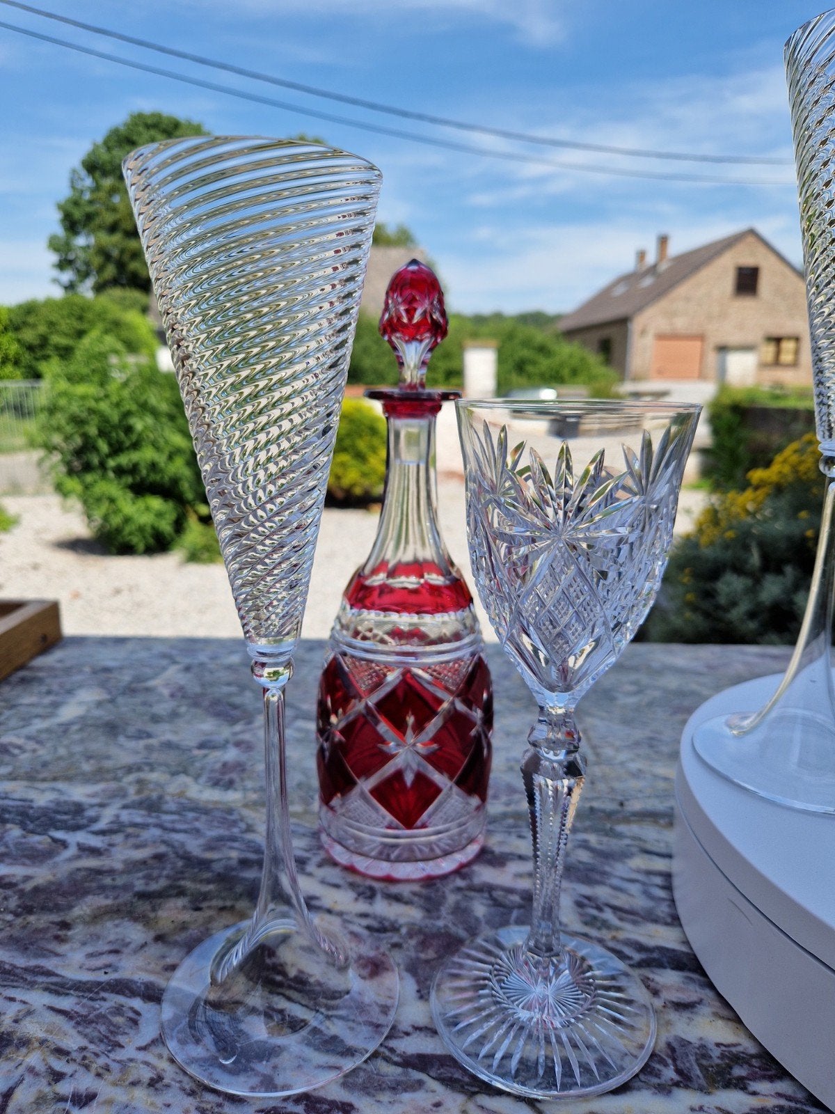 Val Saint Lambert 6 flutes a champagne 28 cm., Antiquités & Art, Enlèvement ou Envoi