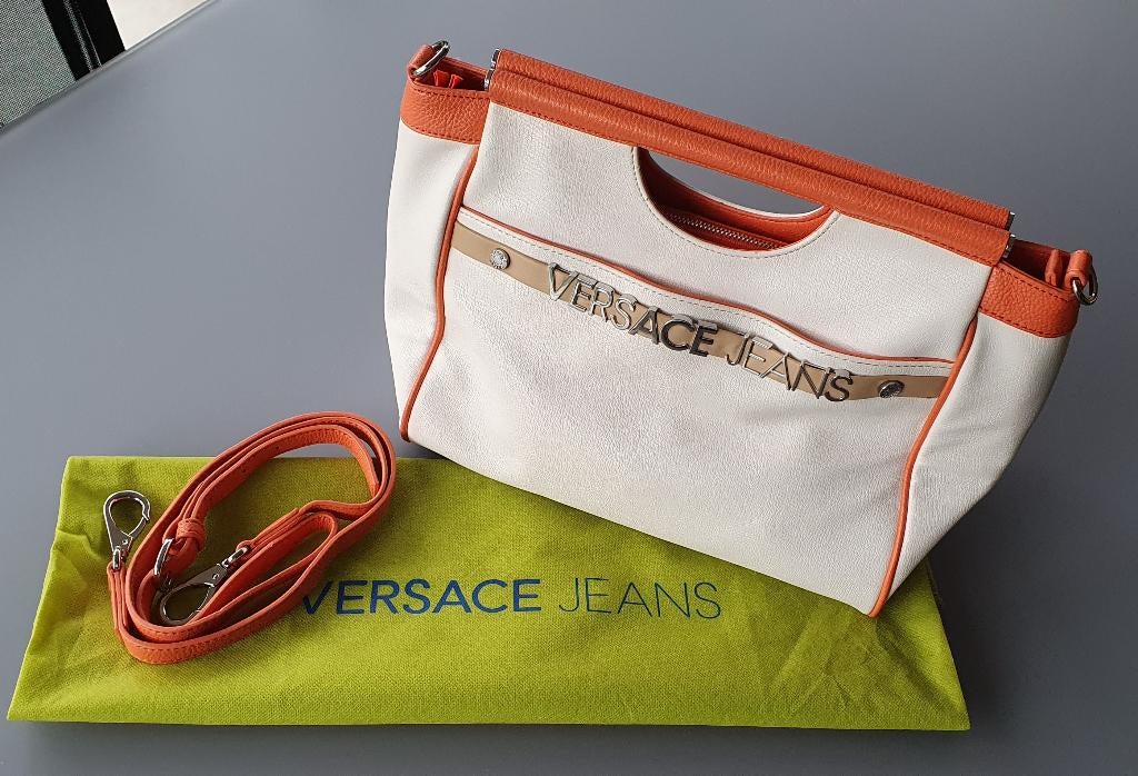 Nieuwe handtas van Versace Jeans in wit en oranje, Ophalen of Verzenden, Nieuw, Wit, Handtas