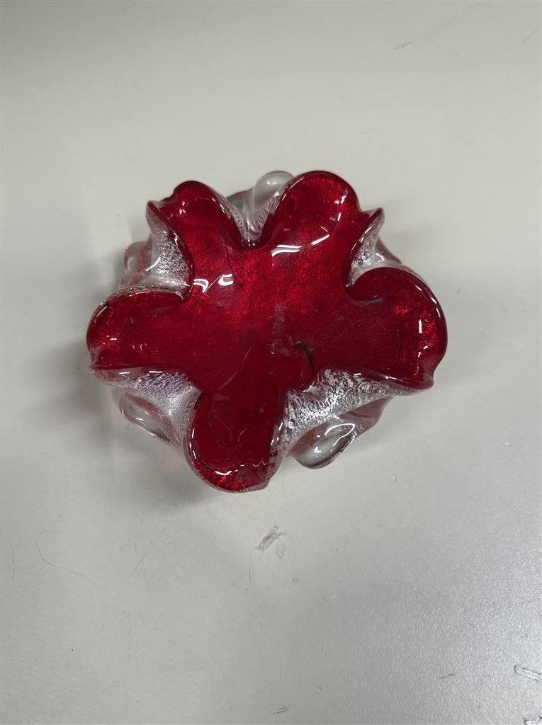 Murano Venetiaans rood glas asbak, Verzamelen, Rookartikelen, Aanstekers en Luciferdoosjes, Zo goed als nieuw, Asbak, Ophalen of Verzenden