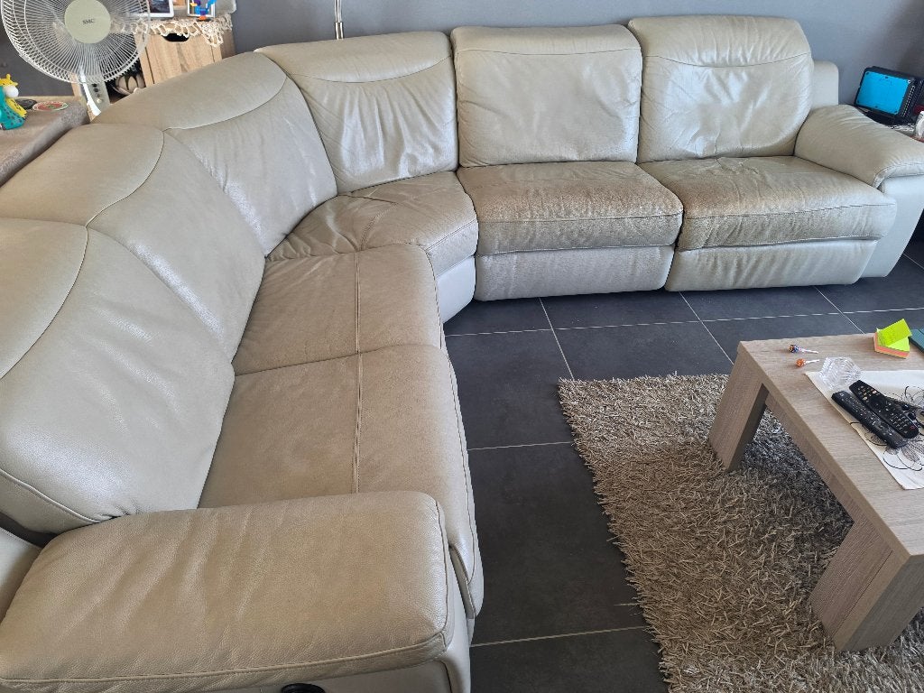 Lederen hoeksalon, Huis en Inrichting, Ophalen, Gebruikt, Leer, Modern