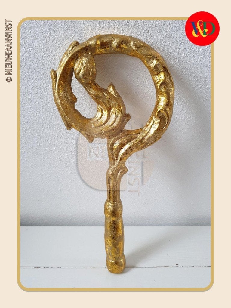 Nostalgische V&D etalage Sinterklaas staf - goudkleurig 30cm, Divers, Envoi, Comme neuf