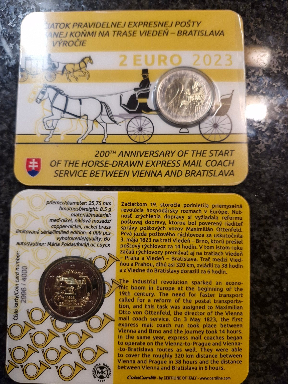 2 euro coincard 2023 Slowakije 200j paarden express, Postzegels en Munten, Munten | Europa | Euromunten, Ophalen of Verzenden