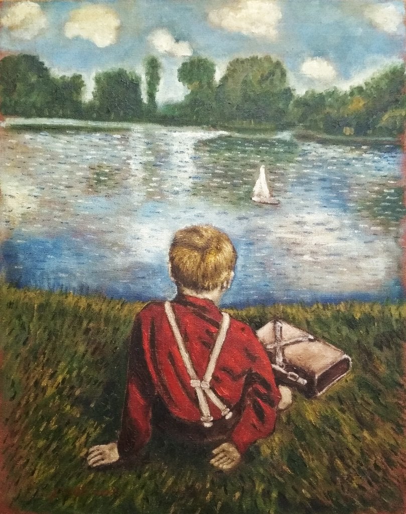 « Petit rêveur », Antiquités & Art, Art | Peinture | Classique, Œuvre originale, Portrait ou Personnes, Peinture à l'huile, Toile