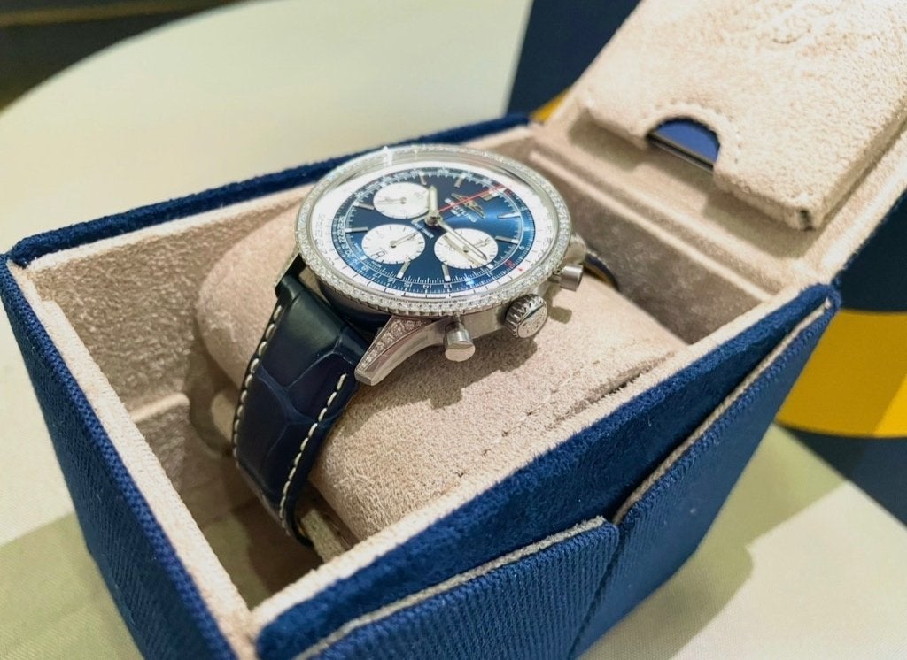 Breitling Navitimer Chrono 41 Blue Diamond 2026, Bijoux, Sacs & Beauté, Montres | Hommes, Breitling, Cuir, Enlèvement, Autres matériaux
