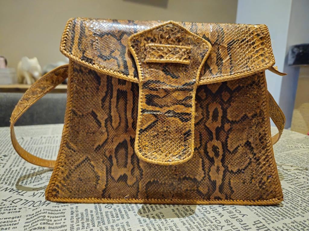 Sac en peau de serpent, Enlèvement ou Envoi, Utilisé, Brun, Sac à main