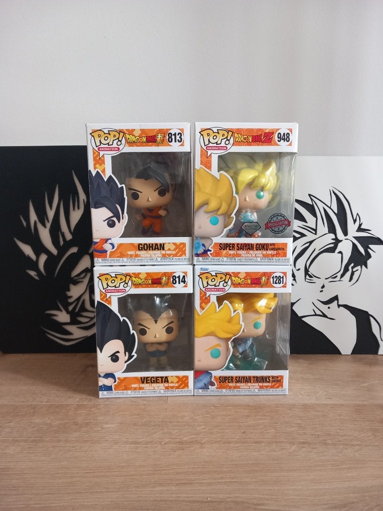 Lot de 4 Pop Funko Dragon Ball Z + 2 plaques décos DBZ, Collections, Enlèvement, Neuf, Fantasy